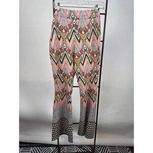 Fashion Web Womens Geometric Print Wide-Leg Pants S 100% Polyester Multicolor